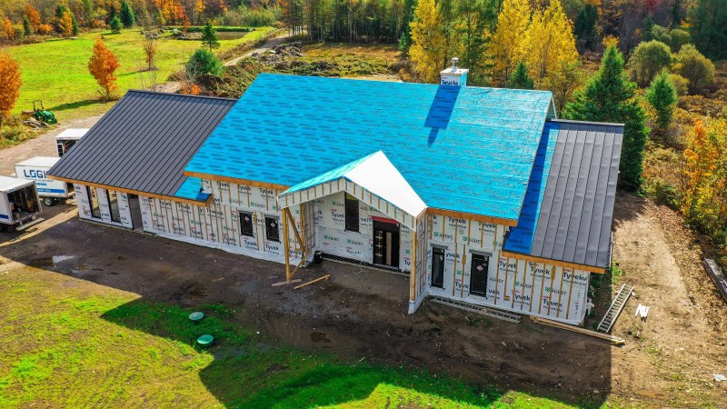 Ranch des Érables – Construction neuve de 50 × 74 pi, chantier en cours, réalisé par CLG Construction